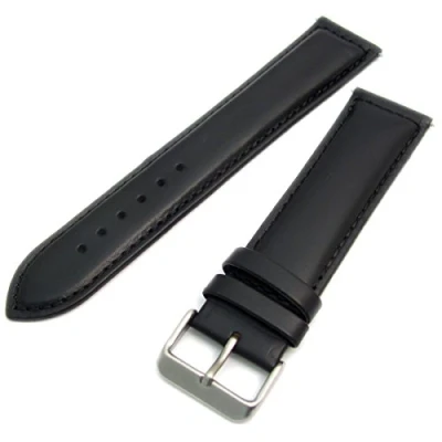 Immagine di Sorrento Italian imbottita in pelle di vitello XL extra long orologio da polso con fibbia nero, 20 mm finitura cromata (colore argento)