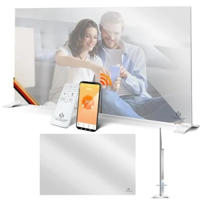 Immagine di KESSER® riscaldamento a infrarossi, 500 W, specchio, risparmio energetico, 2 in 1 e montaggio parete, elettrico con rilevazione, finestra aperta + telecomando