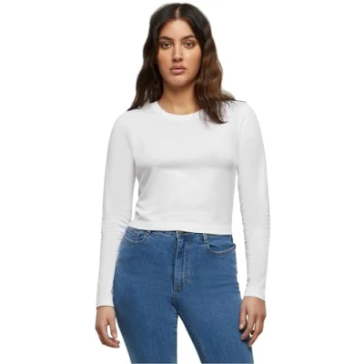 Immagine di Build Your Brand Maglia a Maniche Lunghe da Donna T Shirt, Bianco, XXL
