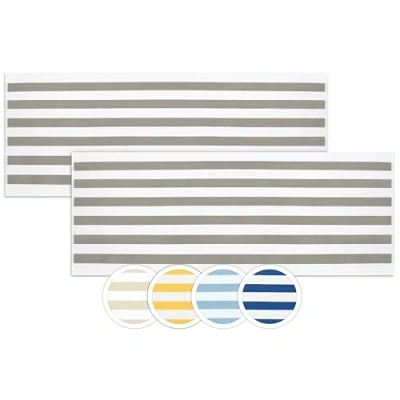 Immagine di ZOLLNER 2 Teli da mare asciugamani bagno resistenti e assorbenti in 70x180 cm lavabile a 95C cotone Design righe grigie bianche Certificato OEKO TEX (R)