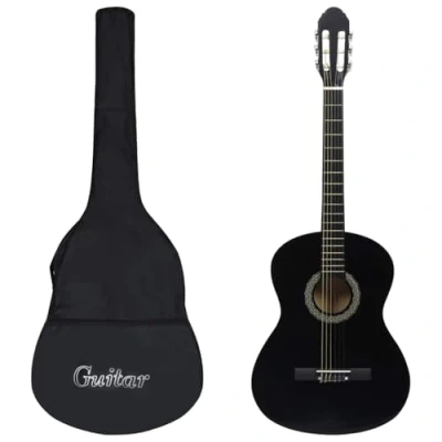 Immagine di vidaXL Set di chitarra classica per principianti, 12 pezzi, nero 4/4 39&quot;