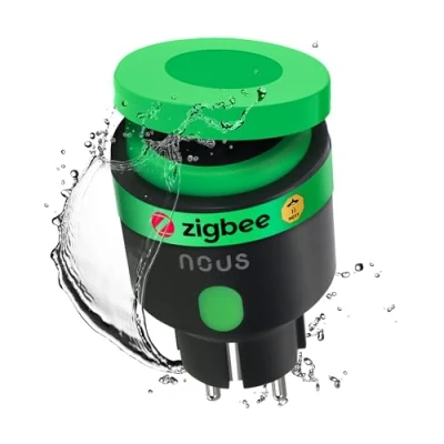 Immagine di NOUS Zigbee, presa esterna intelligente IP44, con misurazione del consumo, compatibile accessori Alexa, dispositivi Smart Home, Life, 2MQTT, 16A