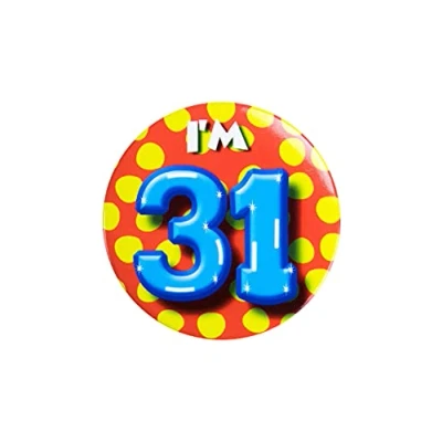 Immagine di PD Party 6014731 Compleanno Distintivo/Spillo Badge Celebrazione Festa I&#039;m 31, Multicolore, 5.5cm Lunghezza x Larghezza 0.5cm Altezza