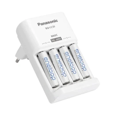 Immagine di Panasonic Basic BQ CC51 + 4x eneloop AA Caricatore per spina domestica NiMH Ministilo (AAA), Stilo (AA)
