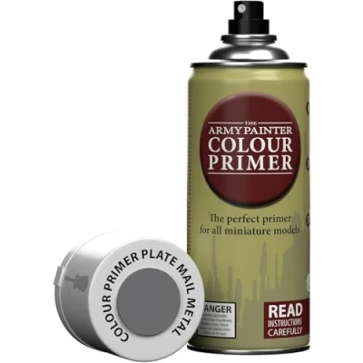 Immagine di The Army Painter, Colour Primer Plate Mail Metal, 400 ml Vernice per Plastica Grigio Metallica Modellismo Miniature Fantasy, D&amp;D e Warhammer