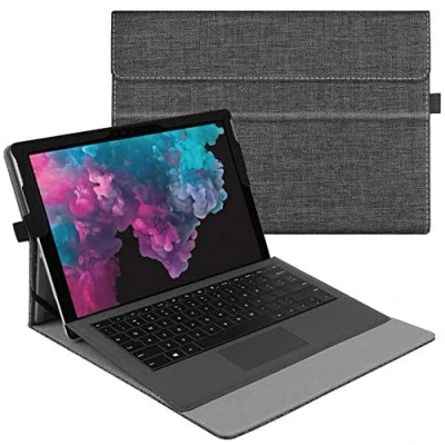 Immagine di FINTIE Custodia per Microsoft Surface PRO 7+/ 7/ 6/ 5/ 4/ 3 12,3 Pollici, [Multi angli] Slim Fit Folio Case Cover, Compatibile con Type Cover Keyboard, Dark Grey