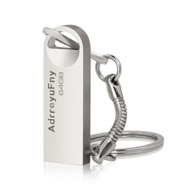 Immagine di 64GB Chiavetta USB 2.0 Flash Drive Portatile Memoria Stick Impermeabile Metallo Pen Mini Esterna per PC, Computer, Tablet ecc (Argento)