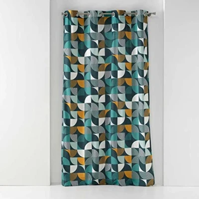 Immagine di Douceur d&#039;Intérieur, Tenda con occhielli (140 x 240 cm) Rythmo Blu, Cotone Stampato