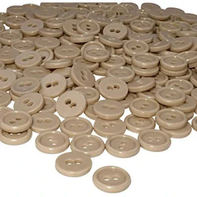 Immagine di AERZETIX C56354 Set di 100 Bottoni rotondi per cucito Ø11.5x2.2mm con 2 fori diametro apertura 2mm colore beige in plastica hobby creativo decorazione cucire merceria moda