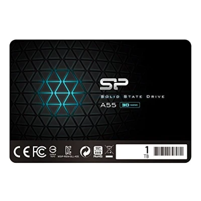Immagine di Silicon Power 1TB SSD 3D NAND A55 SLC Cache Performance Boost SATA III 6,5&quot; 7mm (0,28&quot;) Unità a stato solido interna, Nero