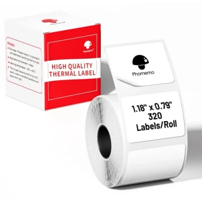 Immagine di Phomemo M110/M120/M200/M220/M221 Thermal Label, self Adhesive Compatible with Label Printer, Suitable for Office, Home, School, mark, date. Labels/roll (White Label)