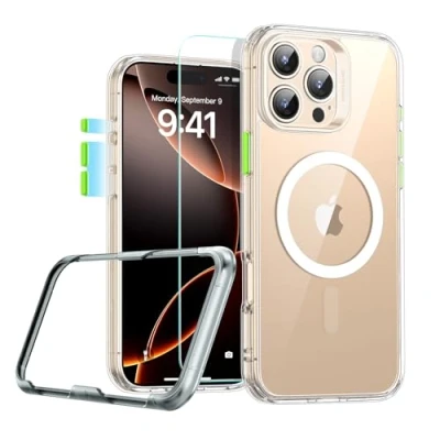 Immagine di ESR Cover per iPhone 16 Pro (4 in 1 Set)，Custodia traslucida opaca con Protezione dello schermo 16, Compatibile MagSafe, di livello militare, Serie Classic, Trasparente