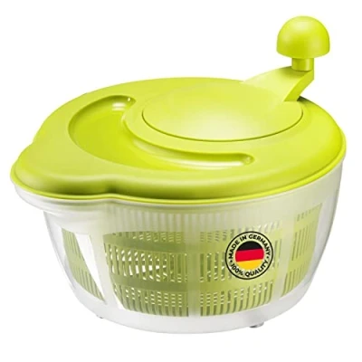 Immagine di Westmark Centrifuga per insalata, Capacità: 5 litri, ø 26 cm, Plastica, Senza BPA, Fortuna, Colore: Trasparente/Verde, 243222EA