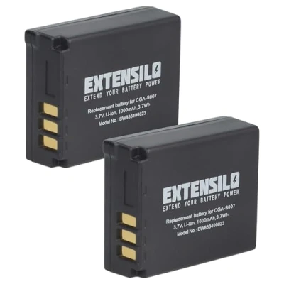 Immagine di EXTENSILO 2x batteria compatibile con Panasonic Lumix DMC TZ3, TZ4, TZ5, TZ50 fotocamera digitale DSLR (1000mAh, 3,7V, Li Ion)