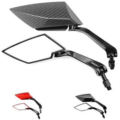 Immagine di Set di specchietti da moto, universali, F1 Ultimate, dall&#039;effetto carbonio, 2 pezzi con filettcompatibile a M10 destra