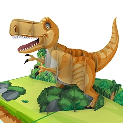 Immagine di MOKIO® Biglietto Auguri Pop Up per bambini Dinosauro T Rex regalo Dino 3D un compleanno, come buono o regali in denaro, d&#039;auguri ragazze e ragazzi