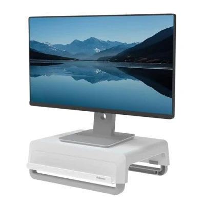 Immagine di Fellowes Supporto monitor da scrivania Breyta™ 100% riciclabile per la casa e l&#039;ufficio ergonomico portatile con 3 regolazioni di altezza Bianco
