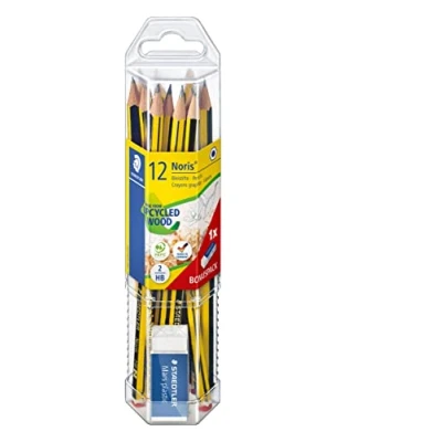 Immagine di 12 matite grafite esagonali Noris HB + 1 gomma mini Mars plastic