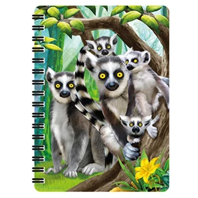Immagine di 3D LiveLife Quaderno Lemuri Dalla Coda ad Anelli di Deluxebase. Quadernino A6 Spiralato Lenticolare in con Lemuri, fogli bianchi carta riciclata. Opera d&#039;arte del celebre Michael Searle