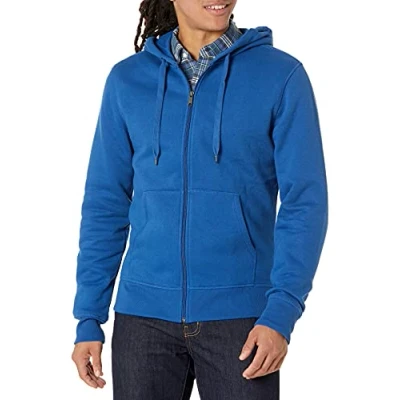 Immagine di Amazon Essentials Felpa con Cappuccio e Cerniera Integrale in Pile (Disponibile nelle Taglie Big &amp; Tall) Uomo, Blu, XS