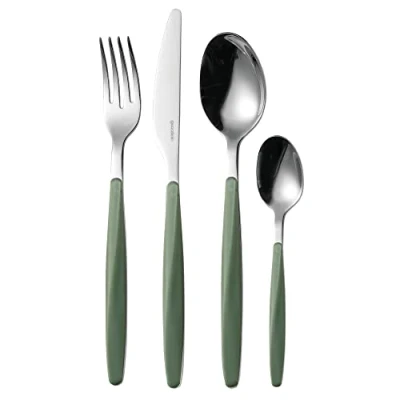 Immagine di Guzzini My Fusion Set 24 Posate, 16.8 x 7.5 25.5 cm, Verde (Olive Green)