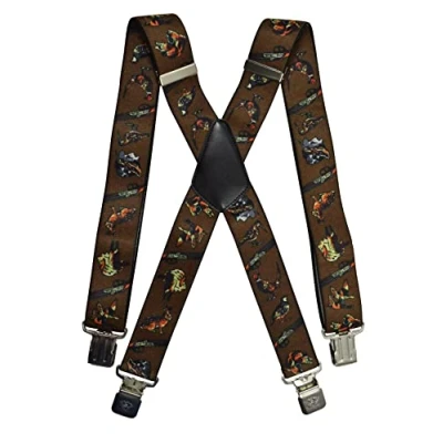 Immagine di Olata Bretelle da Uomo a Forma di X, Stile Caccia, Regolabili con Clip in Rilievo, 4 cm. Stagione caccia