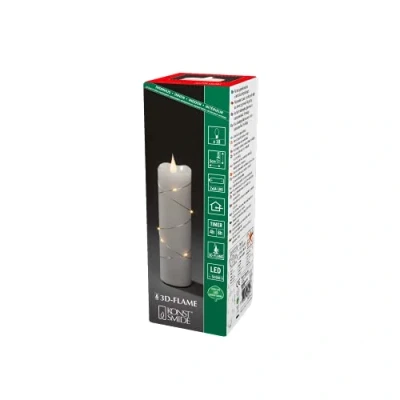 Immagine di Konstsmide 1826 190 LED con candela di cera Bianco caldo (Ø x A) 50 mm 178 effetto 3D, interruttore