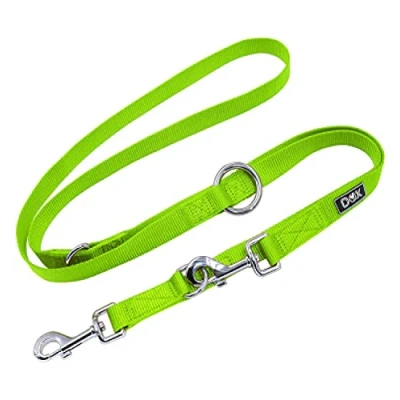 Immagine di DDOXX Guinzaglio Addestramento per Cani in Nylon, Regolabile 3 Modi, 2m Piccoli e Grandi Doppio Gatti Cuccioli Accessori Verde, L