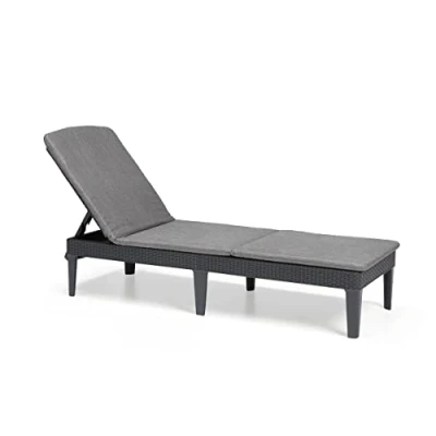 Immagine di Keter Lettino Prendi Sole Da Esterno Con Cuscino Incluso, Grafite, Jaipur Cuscino, 187.5 x 58 29 cm