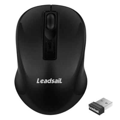Immagine di LeadsaiL Mouse Wireless, Senza Fili per PC Portatile, USB Ergonomico, 1600 DPI, 3 Pulsanti, Clic Silenzioso, 2.4 GHz, con Ricevitore Wireless Compatibile Chromebook, Mac, Laptop
