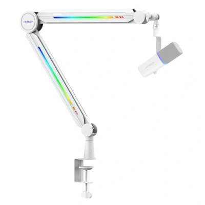 Immagine di IXTECH braccio per microfono RGB ad alto profilo, da scrivania, supporto regolabile con live streaming, gaming,