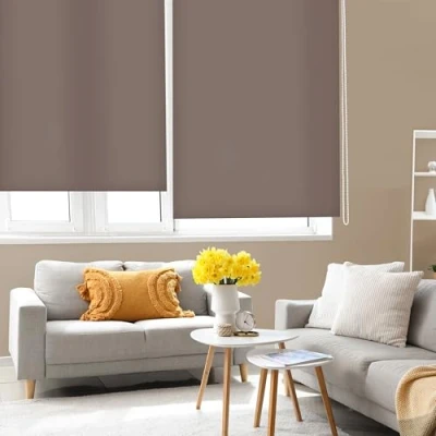 Immagine di Blindecor Ara Tenda a rullo traslucida tinta unita Marrone, 100 x 175 cm (Larghezza Altezza) Dimensioni del tessuto 97 170 per interne