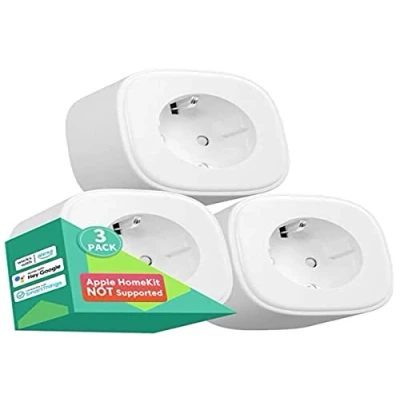 Immagine di Meross Presa Smart WiFi, Intelligente WiFi 16A 3840W, Plug (Type F), Funzione Timer, Compatibile con Amazon Alexa, Google Home, Controllo Remoto e Vocale, 2,4GHz, 3 Pezzi