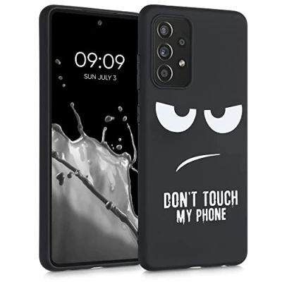 Immagine di kwmobile Cover Compatibile con Samsung Galaxy A52 / 5G A52s Custodia in Silicone TPU Protettiva Soft Case Don&#039;t touch my phone bianco/nero
