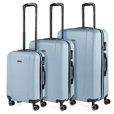 Immagine di ITACA Set Valigie Rigide Offerte. Valigia Grande Rigida, Media Rigida e Bagaglio a Mano. di con Lucchetto Combinazione TSA 71100, Blu chiaro