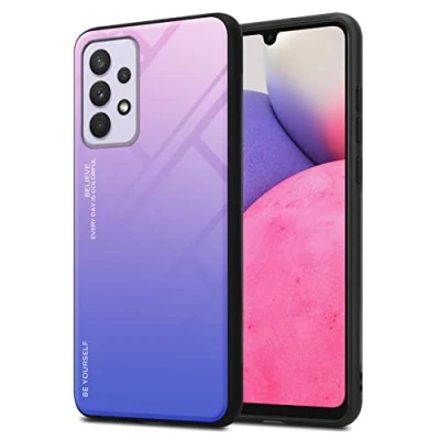 Immagine di Cadorabo Custodia compatibile con Samsung Galaxy A33 5G in ROSA BLU Coperchio protettivo bicolore silicone TPU e retro vetro temperato