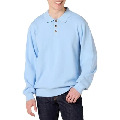 Immagine di Amazon Essentials Maglione Polo Comodo Uomo, Azzurro Polvere, XS