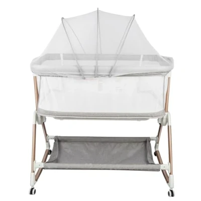 Immagine di HUOLE 2 in 1 culla Neonato, 0 36mesi, 20 kg, fianco letto, Co Sleeping, da campeggio chiusura ultracompatta, regolabile altezza, materassino 96 * 60 90 115 cm grigio