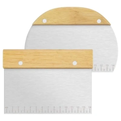Immagine di Vicloon Utensile da Cucina Rotelle Tagliapizza, per Pizza (2 pezzi (semicerchio + rettangolo) manico in legno)