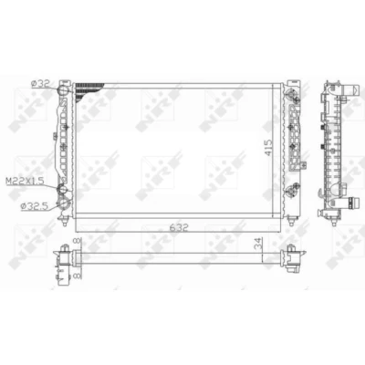 Immagine di NRF 59101 Radiatore motore Alluminio 632 415 34 Alette di raffreddamento montate meccanicamente AUDI: A6 C5 Avant, A4 B5 Sedan