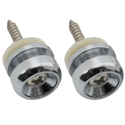 Immagine di Musiclily Pro 14mm Tipo D Attacco Tracolla in Acciaio Strap Buttons per Chitarra Elettrica Acustica Classica Ukulele, Cromato (Set di 2)