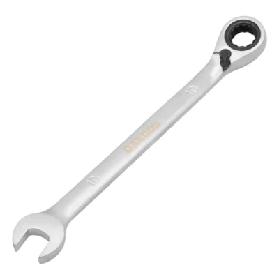 Immagine di DAKCOS Reversibili chiave combinata a cricchetto 10 mm metrica in CR V con finitura cromata opaca