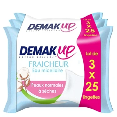 Immagine di Demak&#039; Up Freschezza 3 pacchetti di 25 salviette Acqua démaquillante Pelli Secche/Sensibili