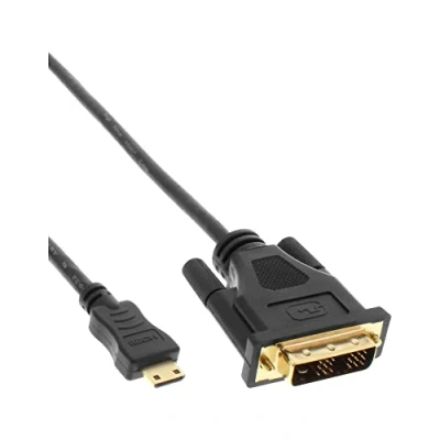 Immagine di InLine 22080 Cavo HDMI Mini C Maschio a DVI 18+1 Maschio, 2M, Contatti Dorati Nero