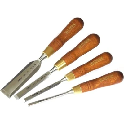 Immagine di Narex Set di 4 scalpelli con bordo smussato e manici in legno carpino macchiato