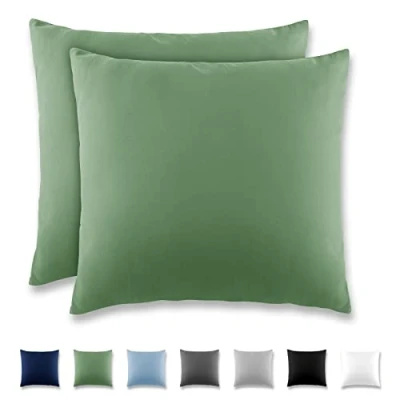 Immagine di REDKEY Coppia di Federe 40 x cm, Set 2 Tessuti per Cuscino Letto, con Coperchio Ribaltabile (senza Cerniera), 100% Microfibra è morbida e traspirante，Erba verde