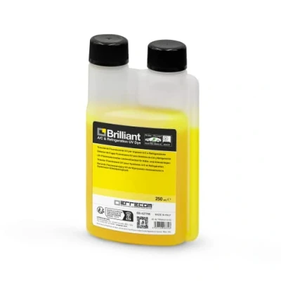 Immagine di ERRECOM Brilliant 250 ml, Tracciante Fluorescente UV per individuare Perdite di Gas Refrigerante negli Impianti Climatizzazione e Refrigerazione, flacone con dosatore da mL