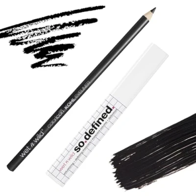 Immagine di Wet n Wild, So Defined Volumizing + Defining Mascara con Matita Color Icon Kohl Eyeliner in Regalo, Altamente Pigmentato, Kit 2 Pezzi e Occhi