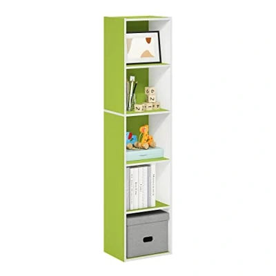 Immagine di Furinno Pasir Libreria a 5 ripiani aperti, verde/bianco