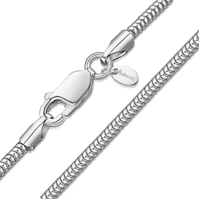 Immagine di Amberta® Gioielli Collanina Catenina Argento Sterling 925 Modello Serpente Larghezza 1.9 mm Lunghezza: 45 55 65 cm (45cm)
